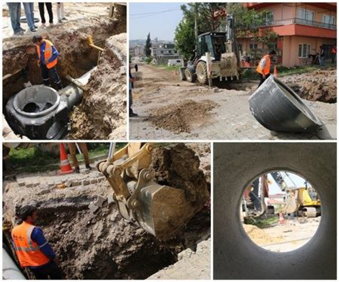 7 HEKTARLIK ALANA HİZMET EDECEK YAĞMUR SUYU HATTI DÖŞENİYOR