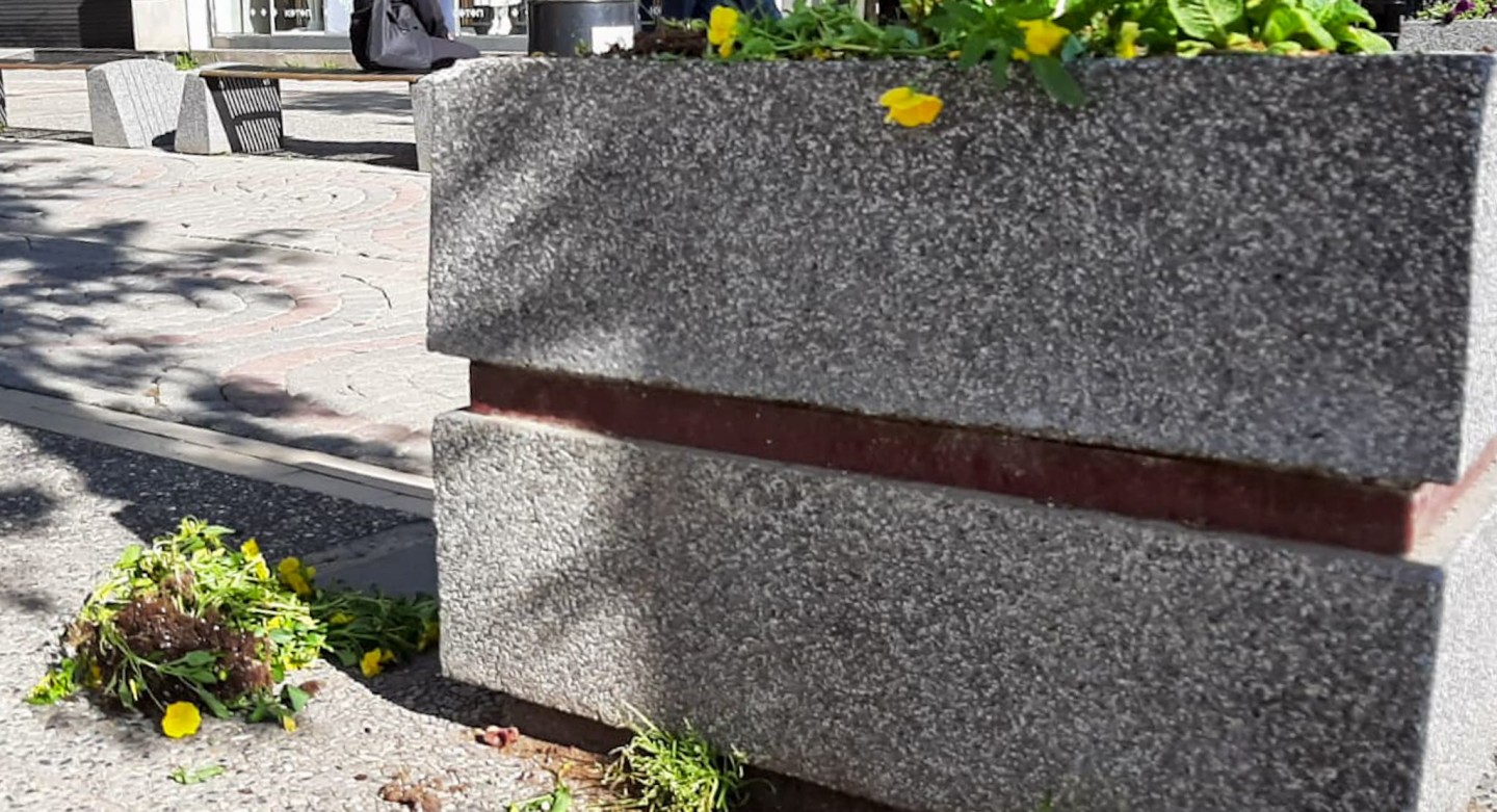 GAZİPAŞA CADDESİ’NDE ÇİÇEKLER SÖKÜLÜP YERE ATILDI