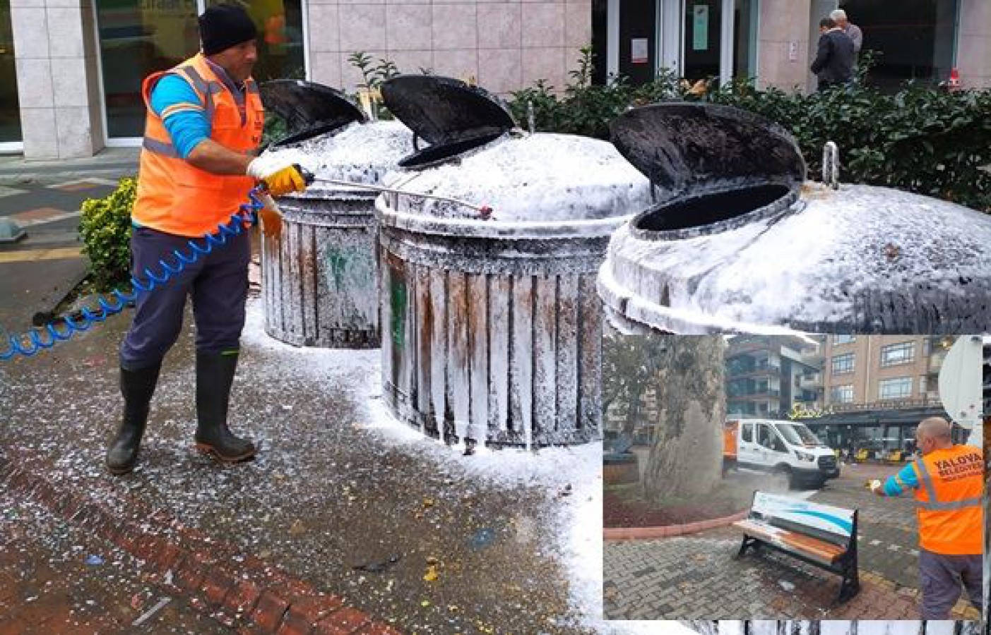 İLAÇLI SULARLA TEMİZLİK YAPILDI