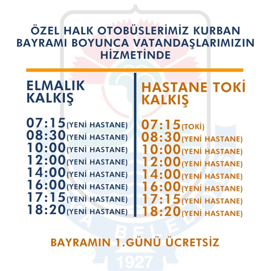 KURBAN BAYRAMI’NIN 1.GÜNÜ ÜCRETSİZ OLACAK