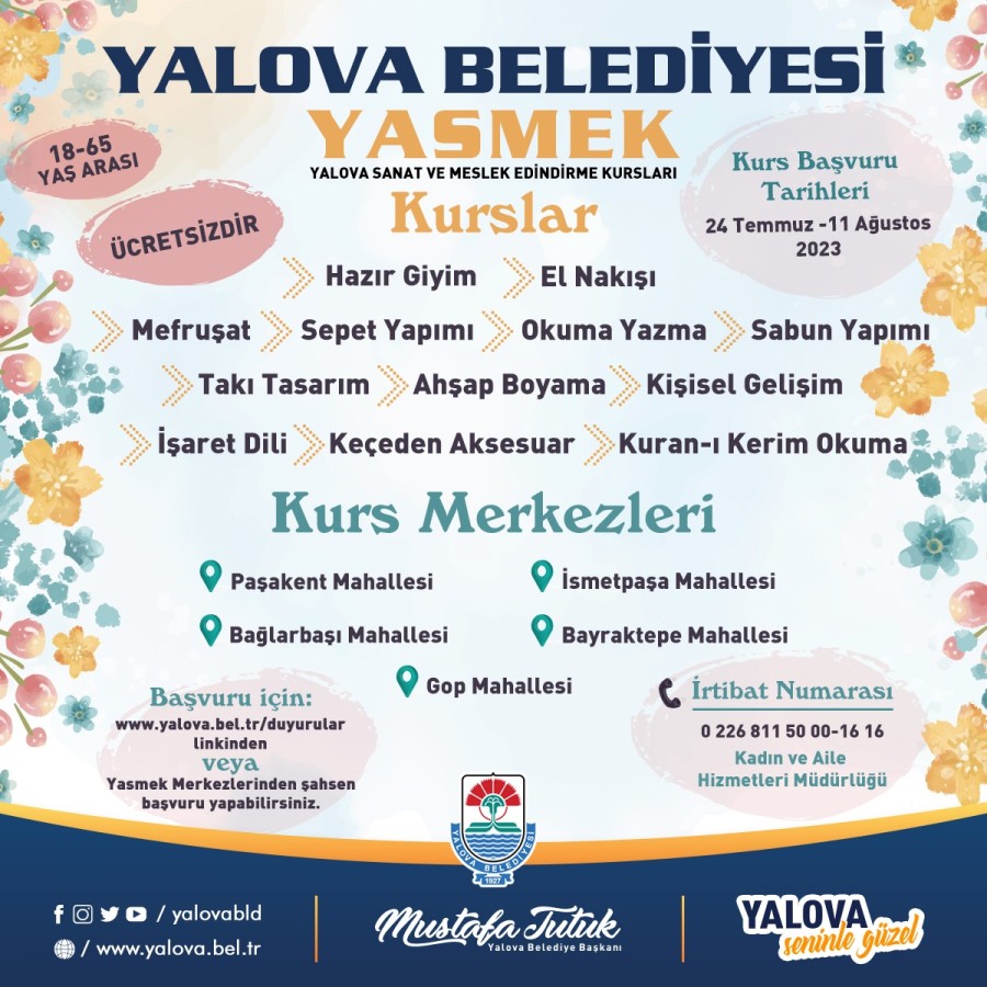 YASMEK KURSLARI BAŞLIYOR